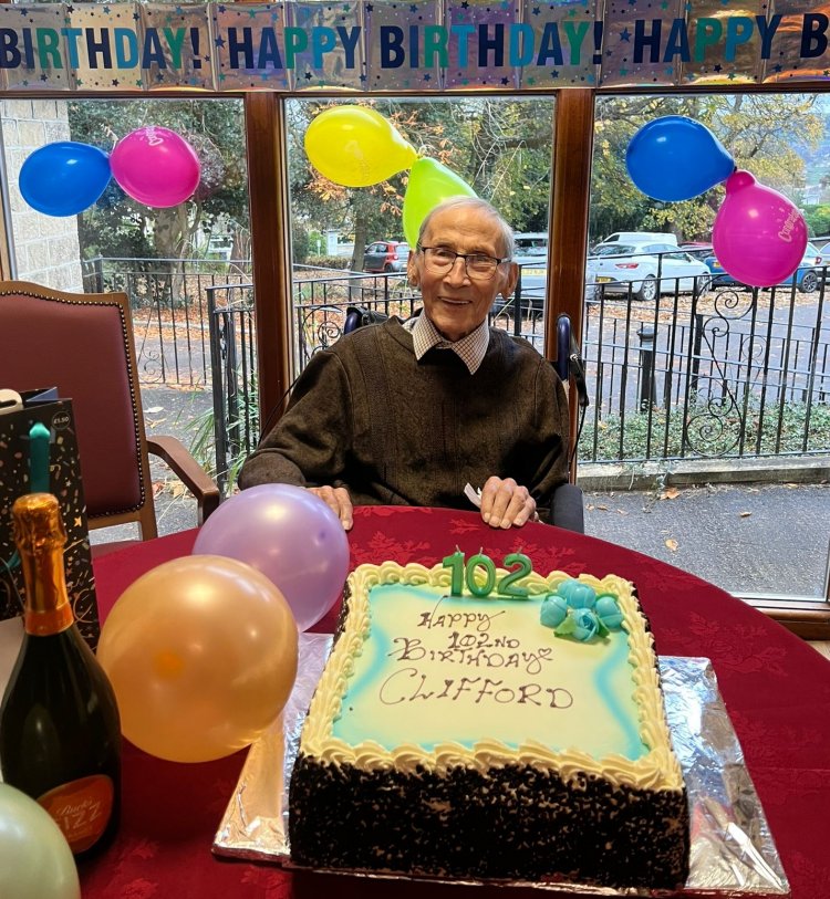 Clifford turns 102 at Currergate Nursing Home